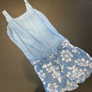 Gap Jean Floral Romper Size 8-9